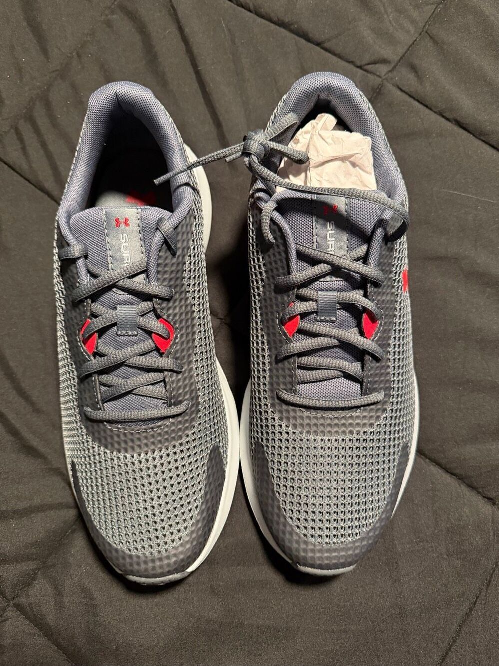 Under Armour Surge 3 Grey Red Running Tennis Shoes Size 10 NEW